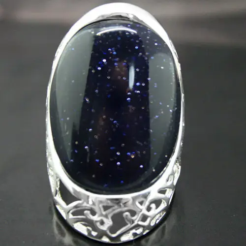 Женское кольцо из серебра 925 пробы с синим песчаником 27 х33 мм|ring packaging|ring silver 925silver