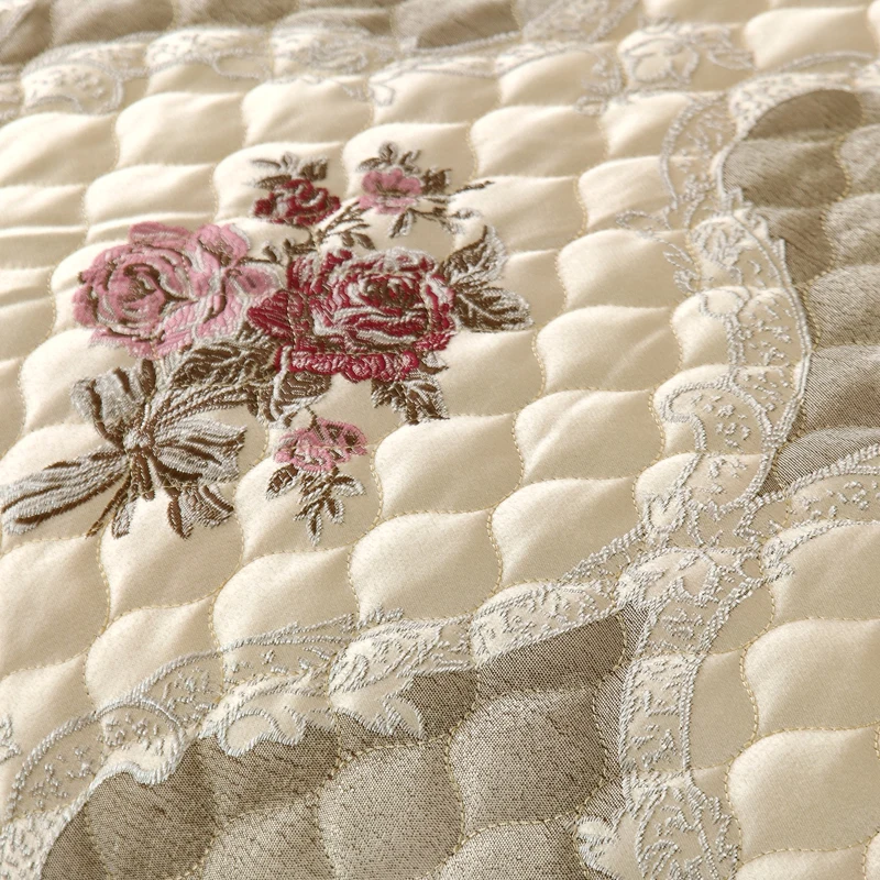 Wine Red Beige Luxury European Style High Quality Jacquard Fabric Lace edge Thick Blanket Bedspread Bed sheet pillowcases 3pcs | Дом и сад
