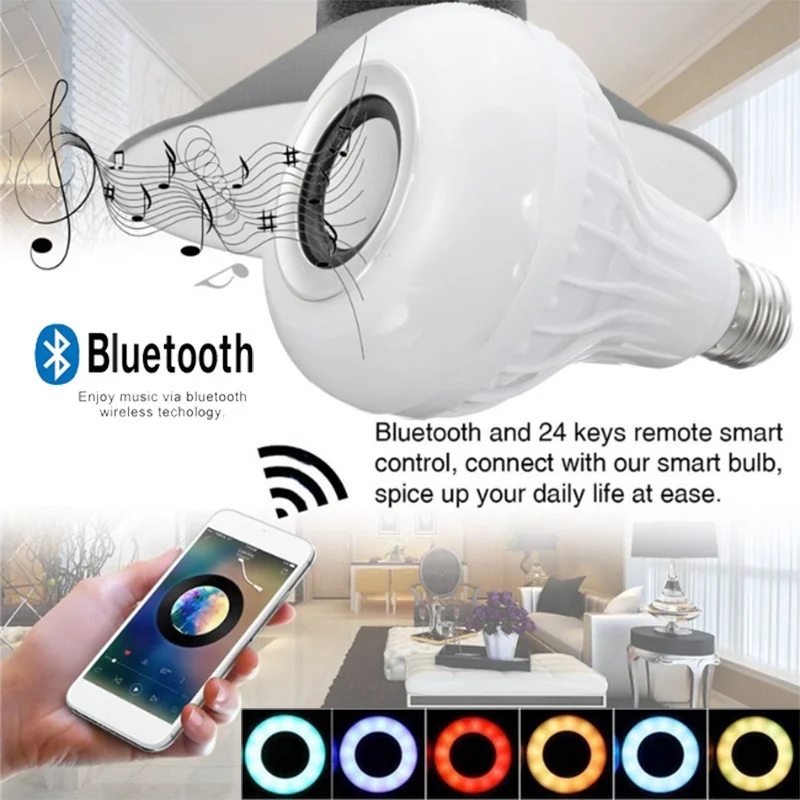 Беспроводная Bluetooth музыкальная лампа динамик с светодиодный цветной пультом