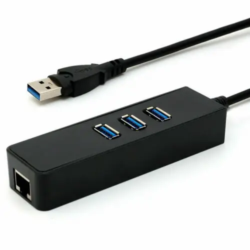 3 порта USB 3,0 Gigabit Ethernet Lan RJ45 сетевой адаптер концентратор до 1000 Мбит/с ПК черный 3 порта USB3.0 Ethernet адаптер 3E04