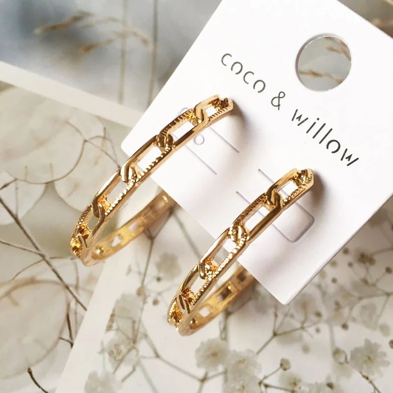 Модные шикарные женские серьги-кольца с цепочкой coco &amp willow простой дизайн
