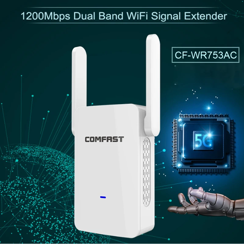 2 4G & 5G 1200 Мбит/с беспроводной Wi Fi ретранслятор Wifi усилитель сигнала сети