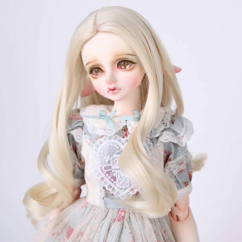 Cateleya Bjd парик, бежевого и белого цветов средняя часть вьющиеся 1/3 1/4 1/6 1/8 применяется для кукол