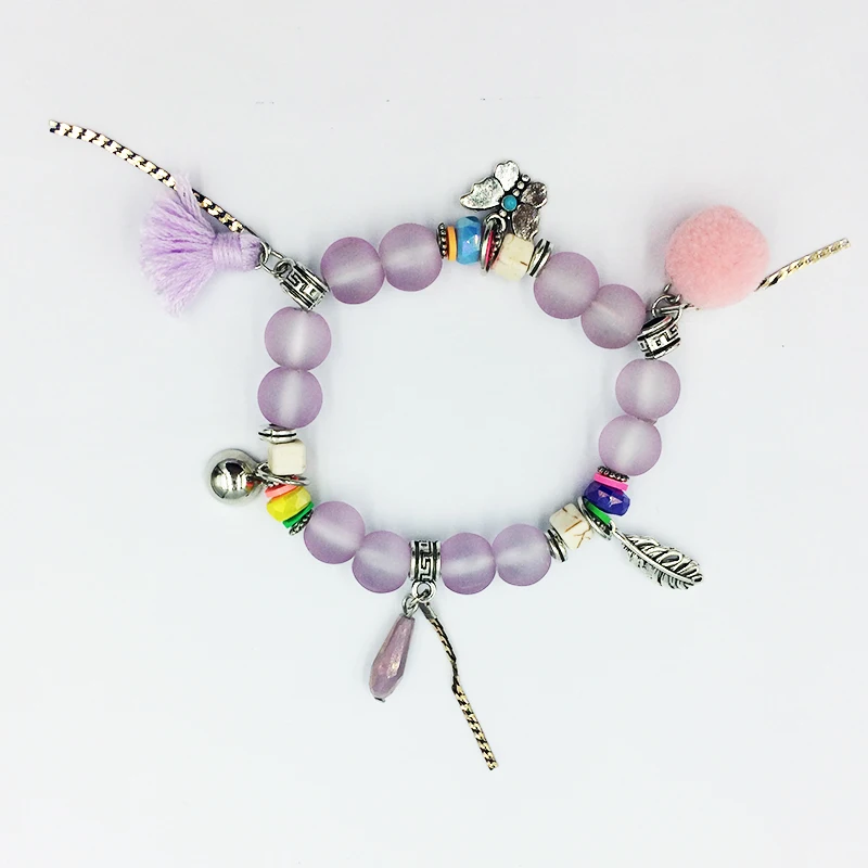 1 шт. винтажная подвеска бохо браслеты браслет для женщин горный хрусталь помпон