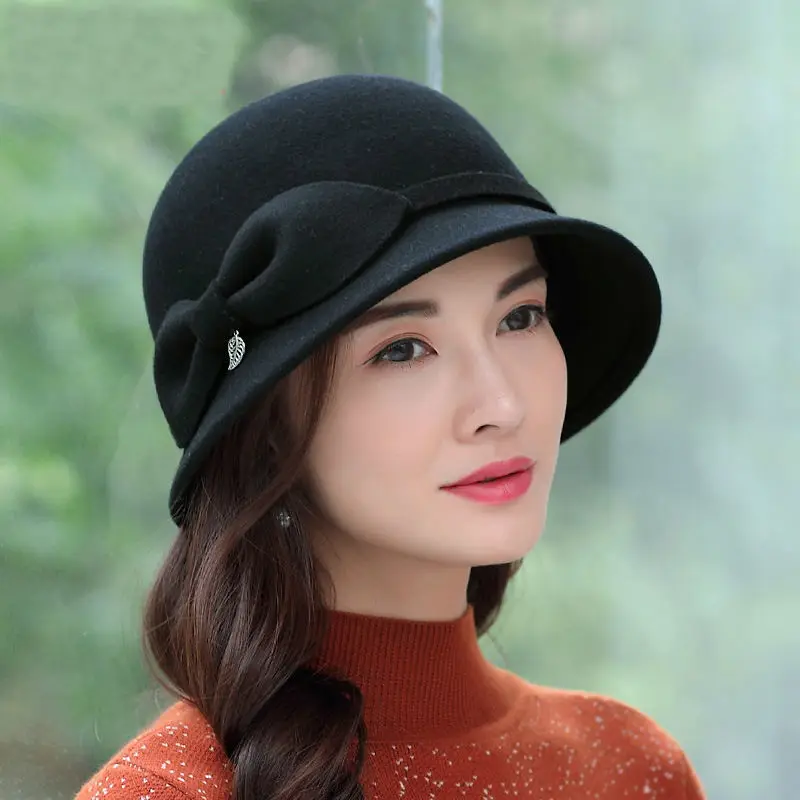 Женская фетровая шляпа Колокол с короткими полями из 100% шерсти|Женские фетровые