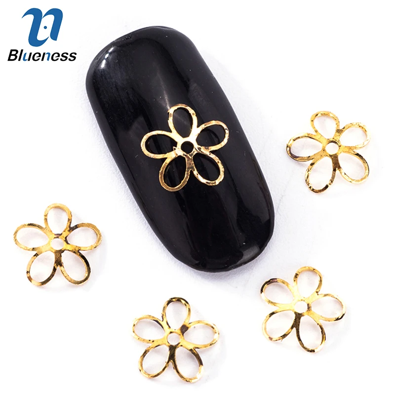 10 шт./лот полые цветок Дизайн сплав золота ногтей аксессуар Красота Маникюр
