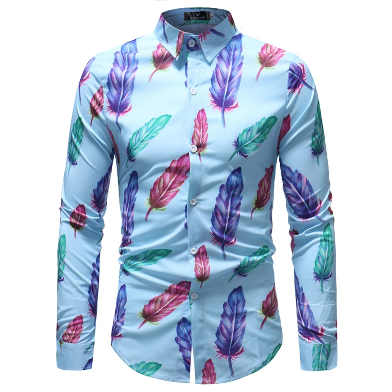 Для мужчин кожа принт Повседневная рубашка с длинным рукавом | 2018 осень Camisa