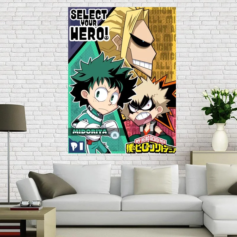На заказ холст постер My Hero Academy художественная живопись Большой размер ткань