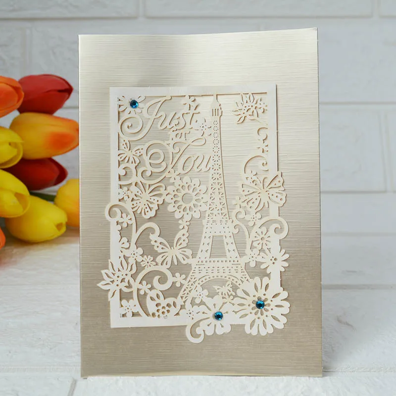 Laser cutting hallow out card Folding type Metal sense Paper Cartoon invitation | Дом и сад
