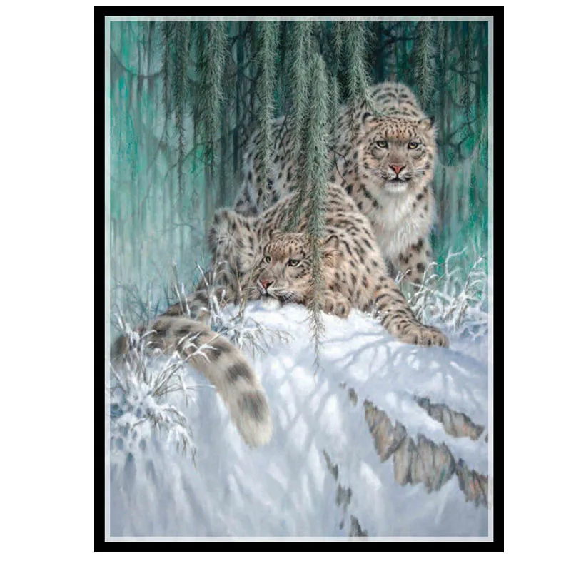 

Gold Panno,Needlework,Embroidery,DIY DMC 14ct Snow Leopards Painting Cross Stitch,Sets For Embroidery,Wall dec