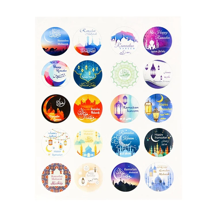 color sticker 120pcs Eid Al Adha Eid Mubarak Декор Стикеры из крафтовой бумаги этикетка наклейка ручной работы исламское мусульманское украшение Мубарак Рамадан украшение - Цвет: color sticker 120pcs