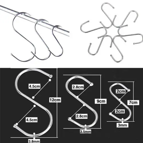 10pcs Stainless Steel S Hooks Kitchen Meat Pan Utensil Clothes Hanger Metal &quotS&quot Shape Type Hangers for Clasp | Дом и сад