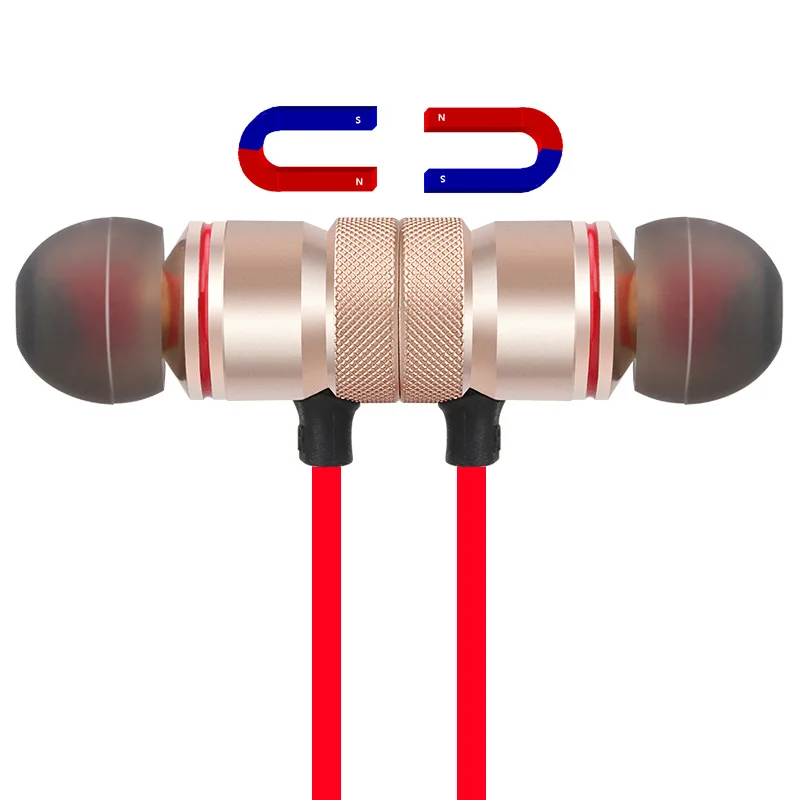 Спортивные наушники Bluetooth Металлические Магнитные гарнитуры музыке стерео с