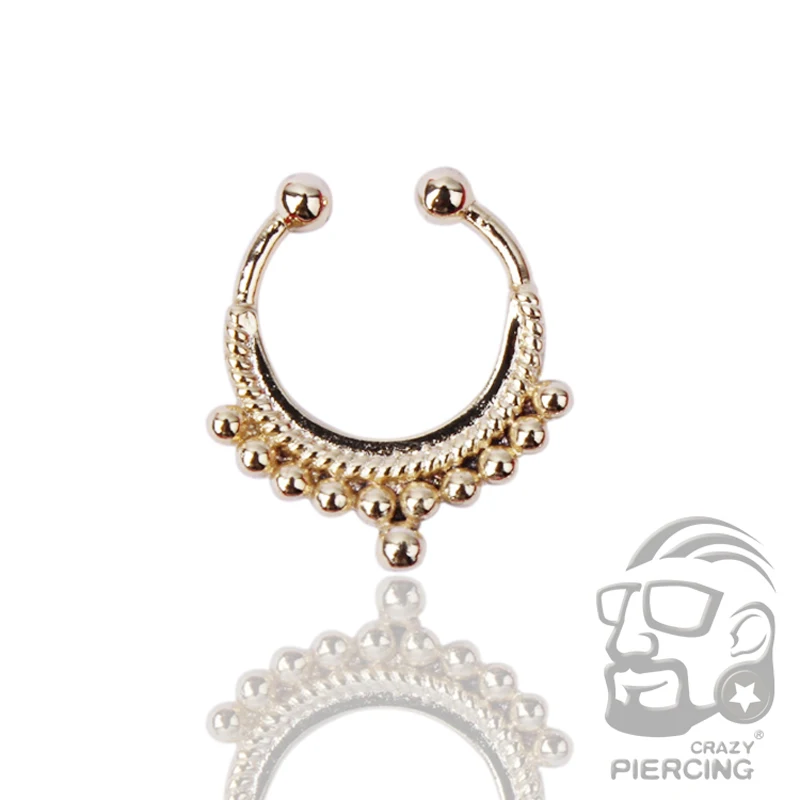 Модная Имитация золотого цвета пирсинга кольца в нос для перегородки женщин