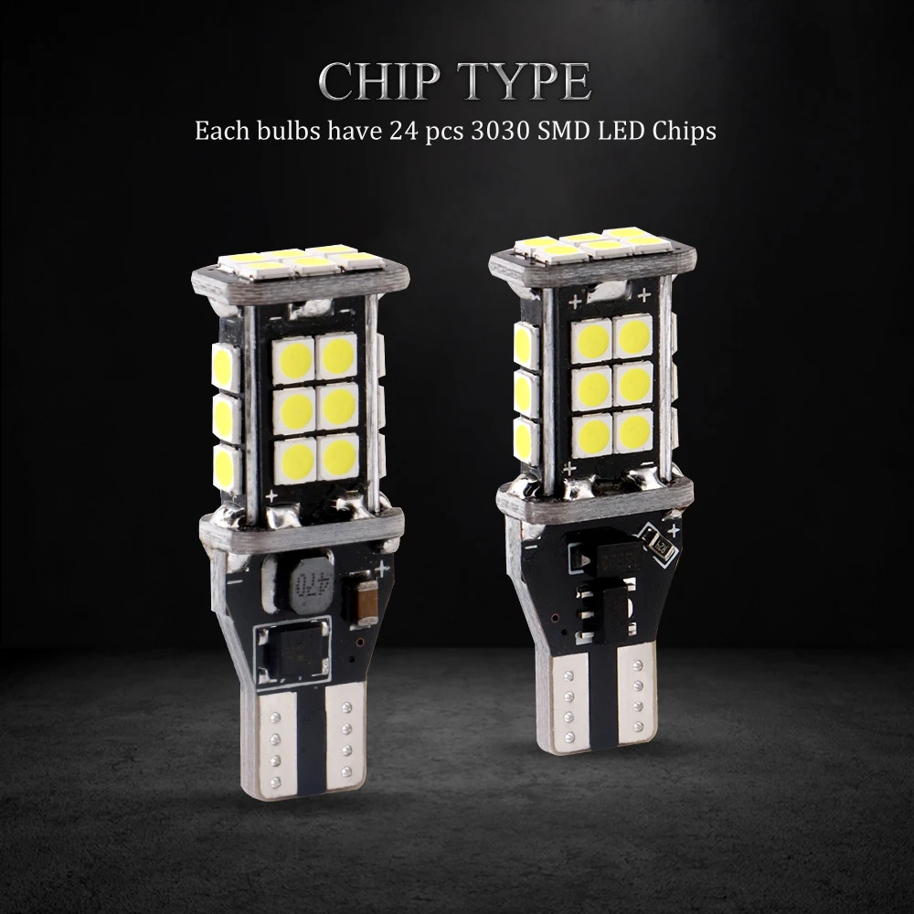YM E Bright 2 шт. T15 3030 24 SMD 12 В DC Автомобильный интерьер LED Canbus без ошибок автомобильные