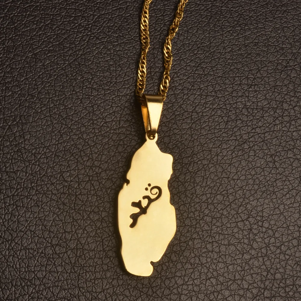 Qatar Country Map Gold Color Thin Chain Pendant Necklace for Women Girls Qatari Jewelry Gifts #J0439 | Украшения и аксессуары