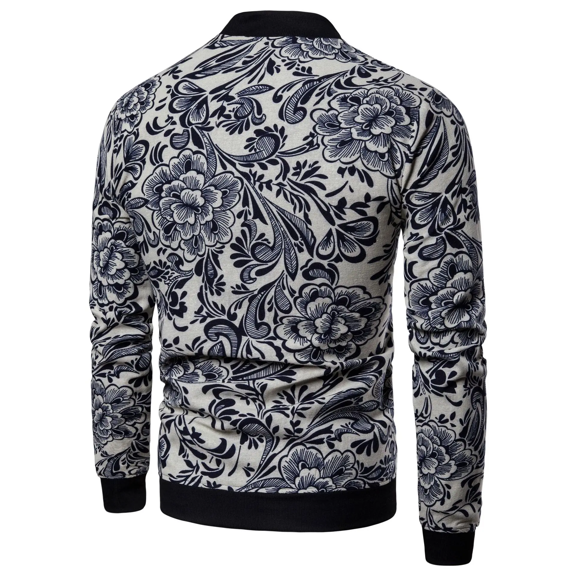 2019 осенние мужские куртки с принтом свободный мужской кардиган цветочным