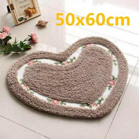 Heart Camel 50x60cm Романтический цветочный Противоскользящий коврик для ванной комнаты, супер мягкий коврик для гостиной, спальни, напольный коврик в форме сердца, прямоугольный коврик, коврик для туалета - Цвет: Heart Camel 50x60cm