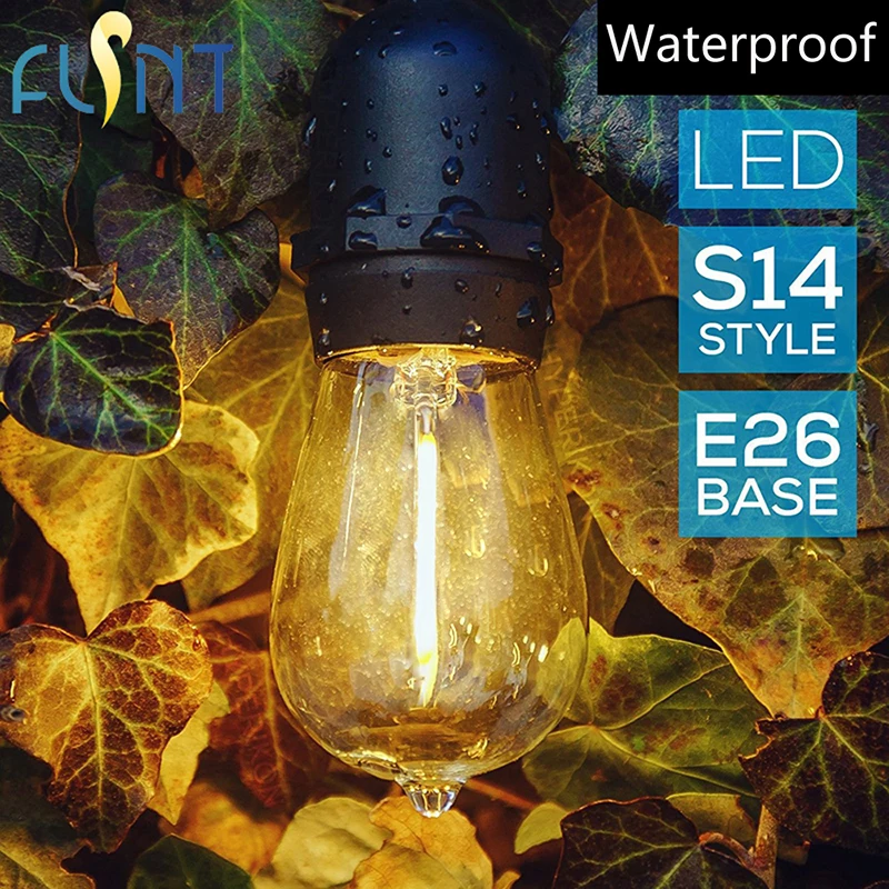 15m retro LED filament S14 G45 bulb light string US plug outdoor waterproof courtyard Christmas decorative lamp garden IP65 | Освещение