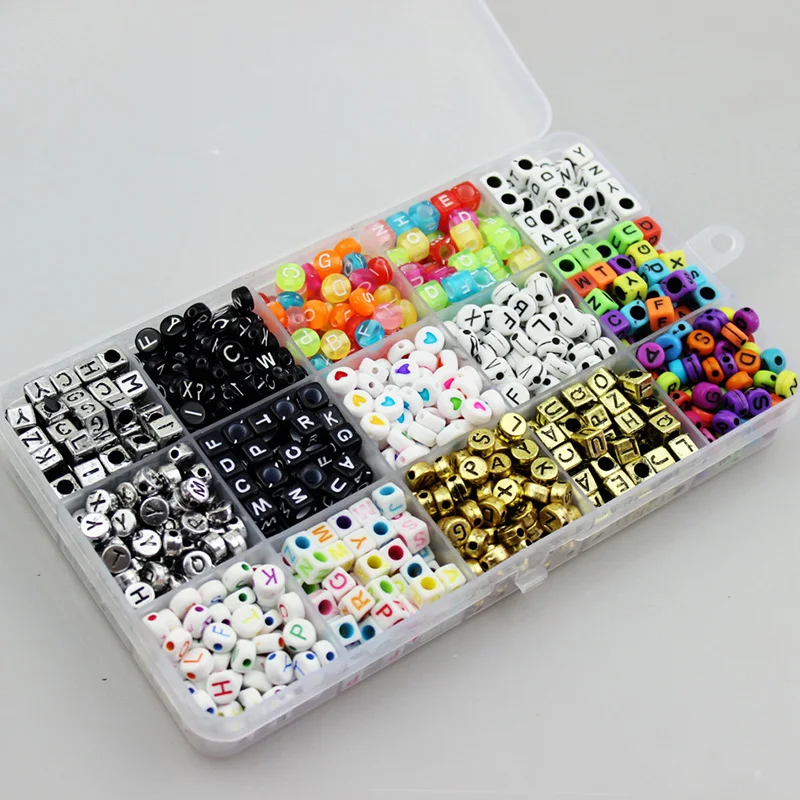 1000 шт./компл. DIY Смешанные акриловые разноцветные бусины для игр буквы алфавита
