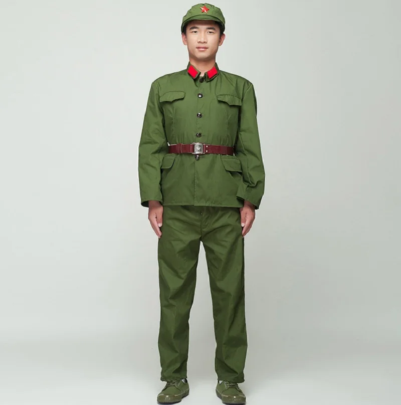 North Korean Soldier Uniform Red guards green performance costume stage film television Eight Route Army Outfit Vietnam Military