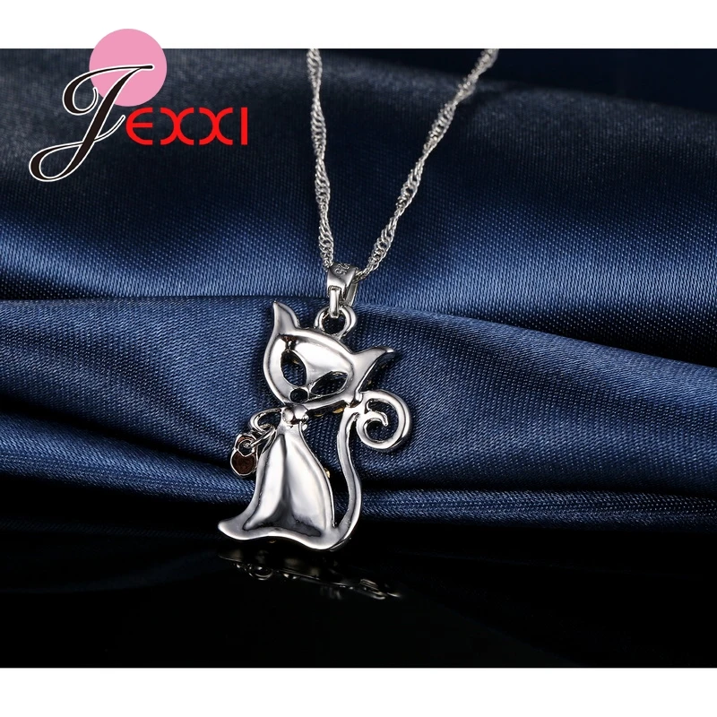 

Hot Sale 925 Sterling Silver Drop Earrings Pendant Fashion Cubic Zircon Fox Shape Necklace Jewelry Sets For Women