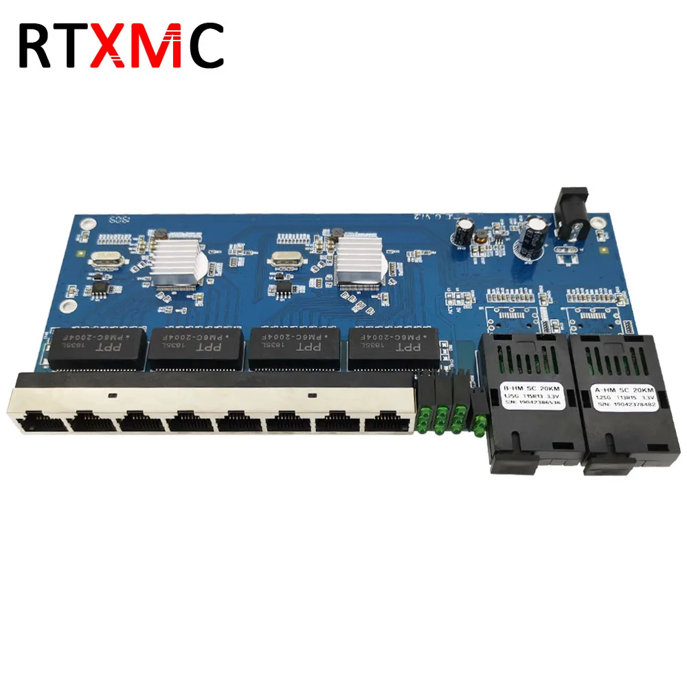 2G8E 8UTP RJ45 Gigabit Ethernet-коммутатор 2*1,25G Волоконно порт разъем SC 8*10/100/1000 м PCBA плата волокно-оптический преобразователь пластины