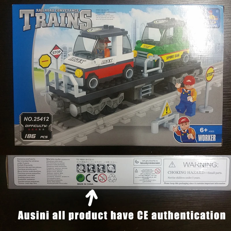 Ausini Строительный набор сделай сам Совместимость с lego city поезд 1050 3D блоки модель