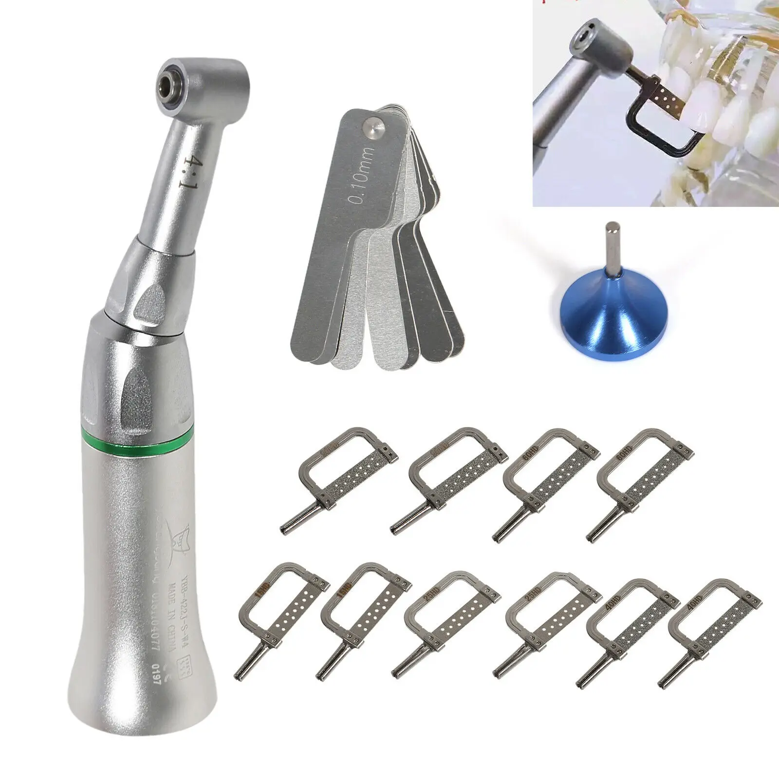 Dental 4:1 Reduction Contra Angle Handpiece IPR Interproximal Stripping Box |