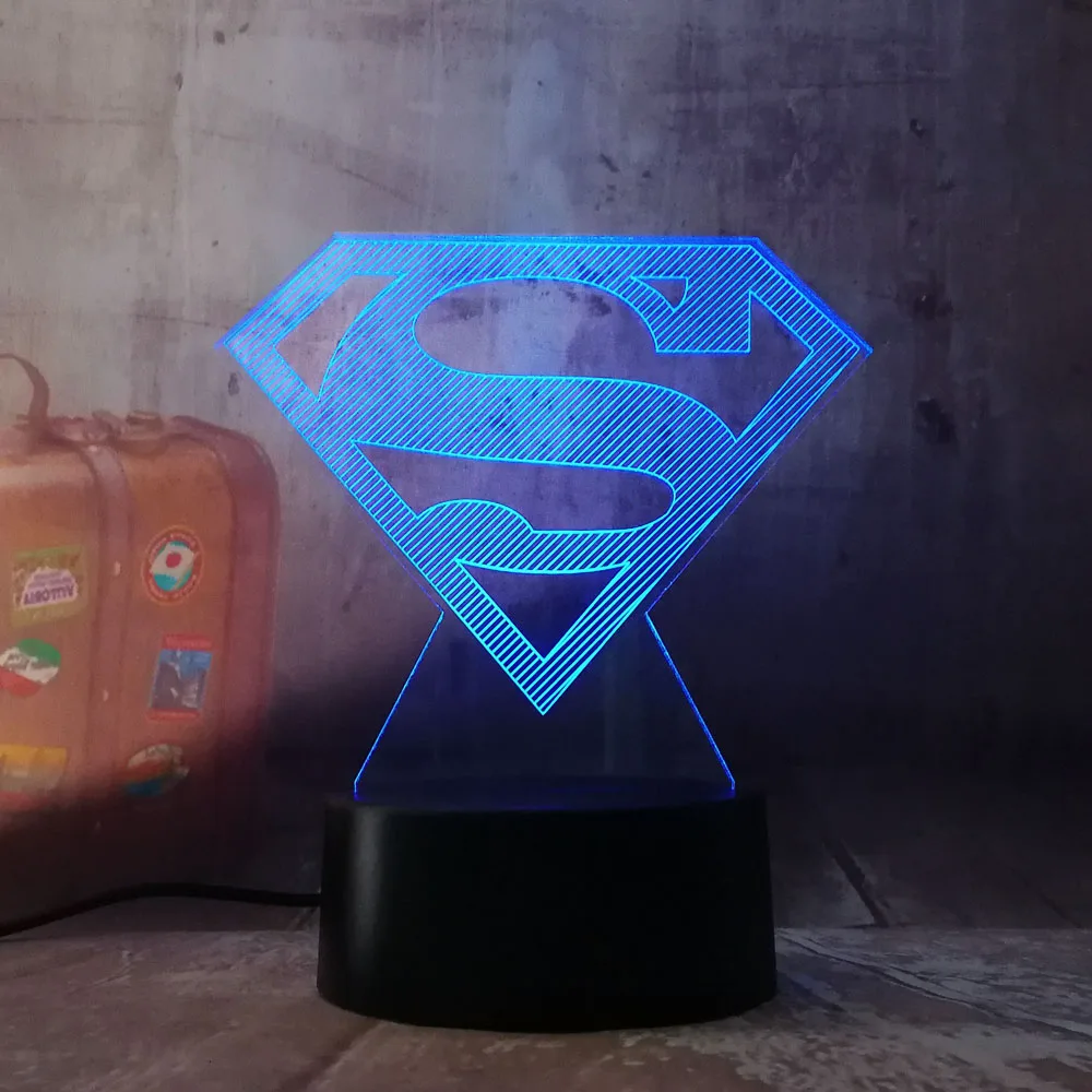 Крутой DC Лига Справедливости Супермен Бэтмен чудо женщина флэш Герой 3D СВЕТОДИОДНЫЙ Ночник светильник декор комнаты рождественский подарок детская игрушка