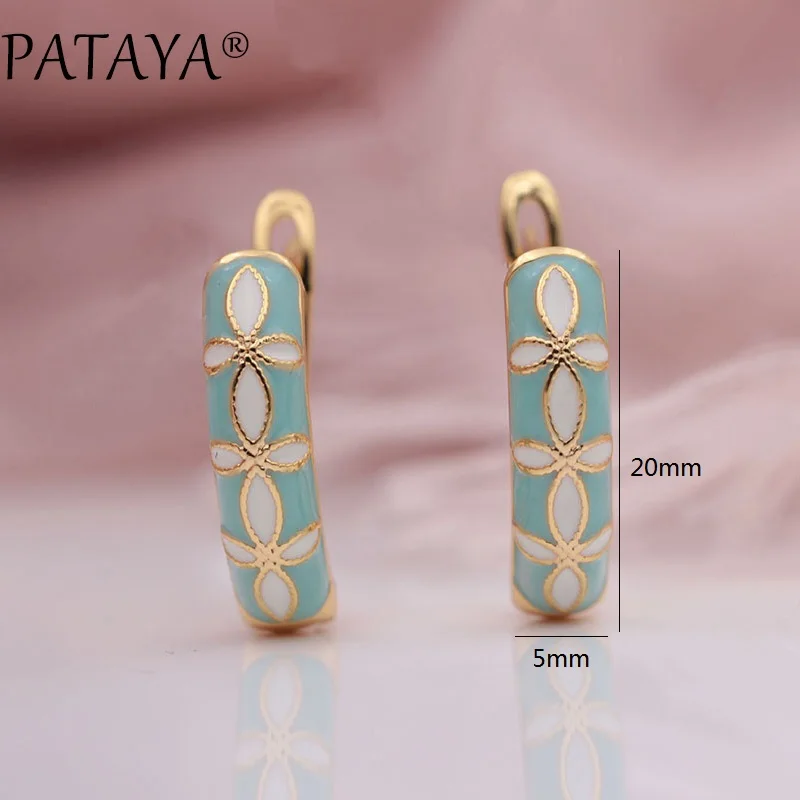 PATAYA, Новое поступление 585, розовое золото, Италия, рисование маслом, Цветные Висячие серьги, красивые цветы, для женщин, для свадьбы, вечеринки, классические ювелирные изделия