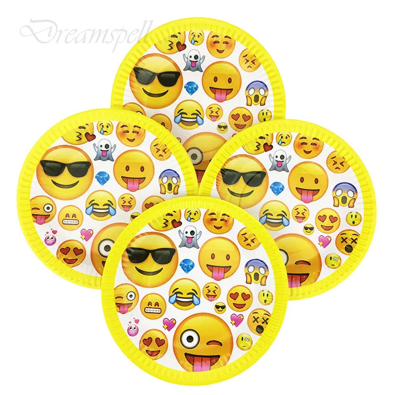 10pcs/lot 7inch cartoon emoji QQ Party Supplies Disposable Paper Plates Kids Birthday Decorations Baby Shower | Дом и сад