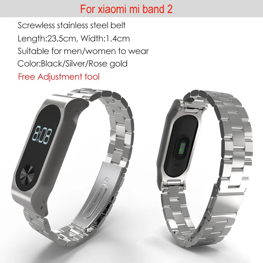 Amazfeel mi Band 2 ремешок на запястье браслет без винтов Pulseira для Xiaomi mi Band 2 ремешок металлический браслет из нержавеющей стали mi band 2