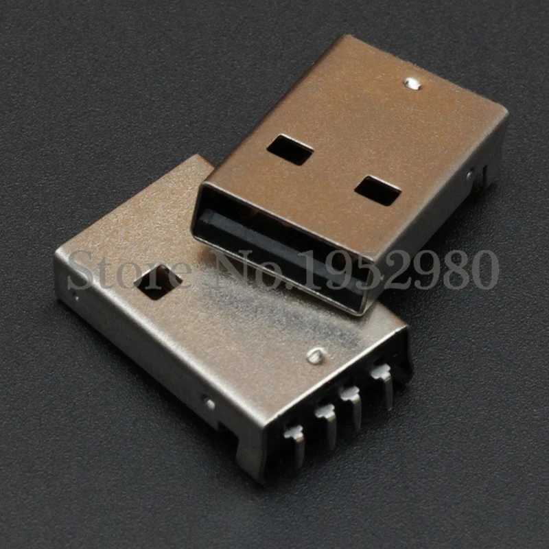 Коннектор USB 2 0 со штекером AM 90 градусов медная игла с 4 контактами смещение черный