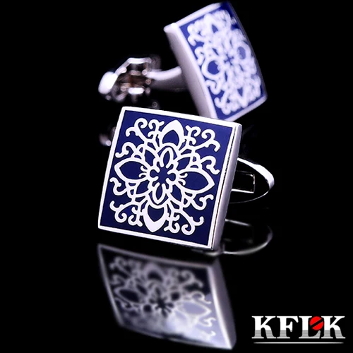 KFLK shirt cufflinks for mens Brand cuff buttons blue art link top grade gemelos High Quality abotoaduras Designer Jewelry | Украшения и