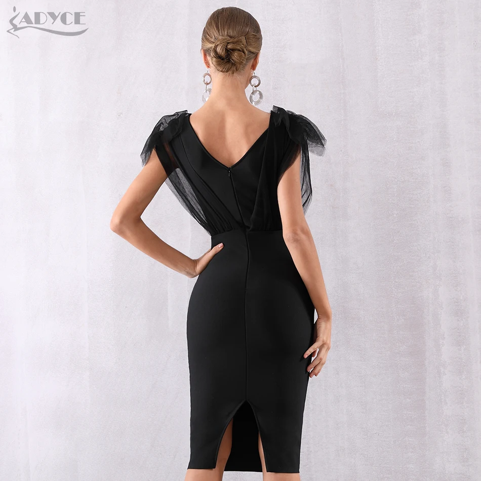 ADYCE Summer Women Bandage Dress Vestidos Verano 2019 Black Tank Sexy Deep V-Neck Sleeveless Bodycon Club Celebrity Party | Женская