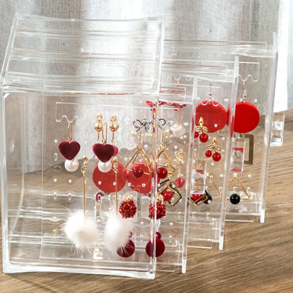 Большая прозрачная серьга витрина пластиковая коробка для хранения ушей обруч