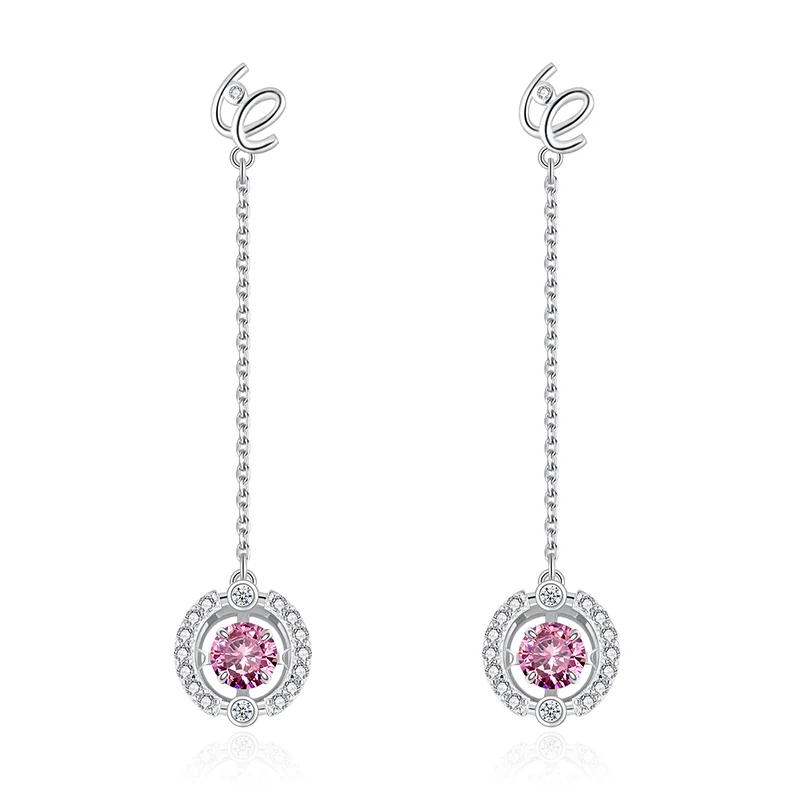 Warme Farben Sterling 925 Silver Long Drop Earrings Beating Heart Crystal from Women Jewelry Party Brincos | Украшения и