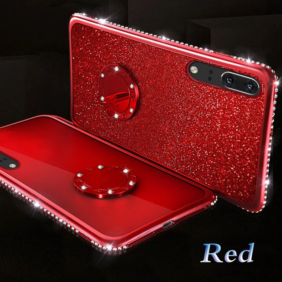 Алмазная Магнитный чехол с кольцом держателем для пальца на Honor 8X 7X huawei P20 Lite