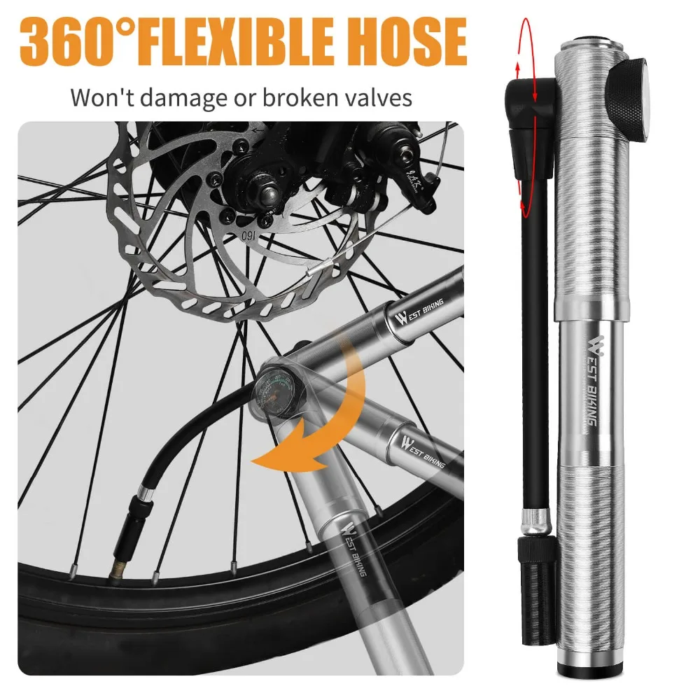 WEST BIKING велосипедный ударный насос 300 фунтов/кв. дюйм воздушный насос для вилки и задней подвески велосипедный насос шланг с манометром велосипедный насос для горной дороги