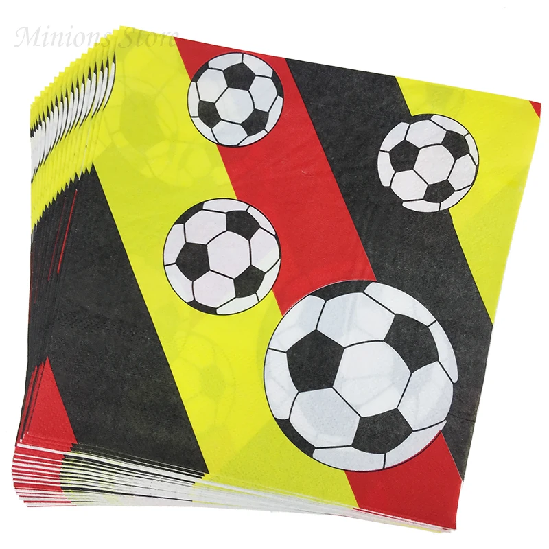 20 шт./лот бумажные салфетки для футбола на день рождения футбольные фанаты