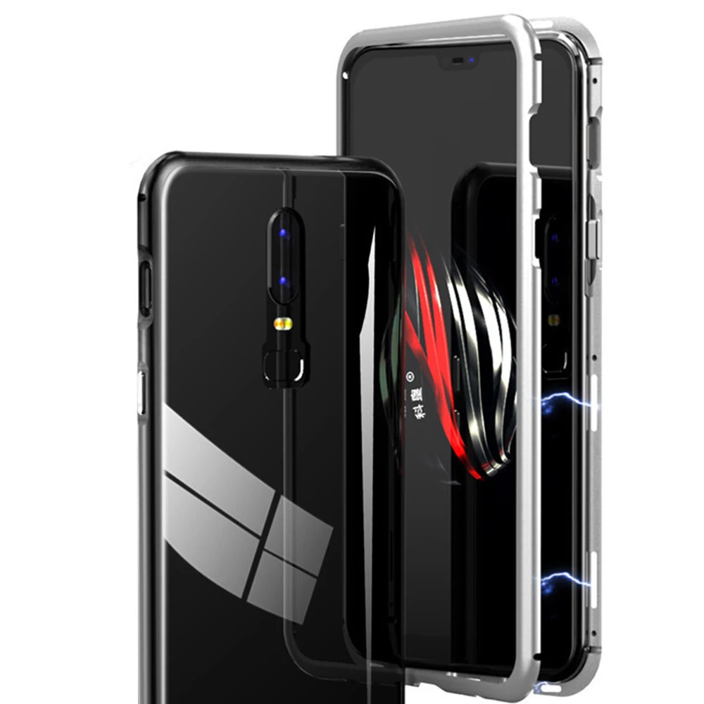 Металлический магнитный чехол для телефона с адсорбцией Oneplus 6 6T 5T стеклянные