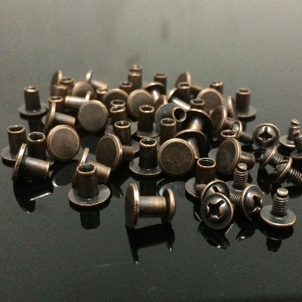 Горячая Распродажа 100 комплектов 8X7MM античная медь круглые плоские Шипы