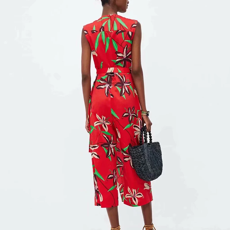 Женский комбинезон без рукавов JuneLove винтажный в стиле бохо с цветочным принтом и