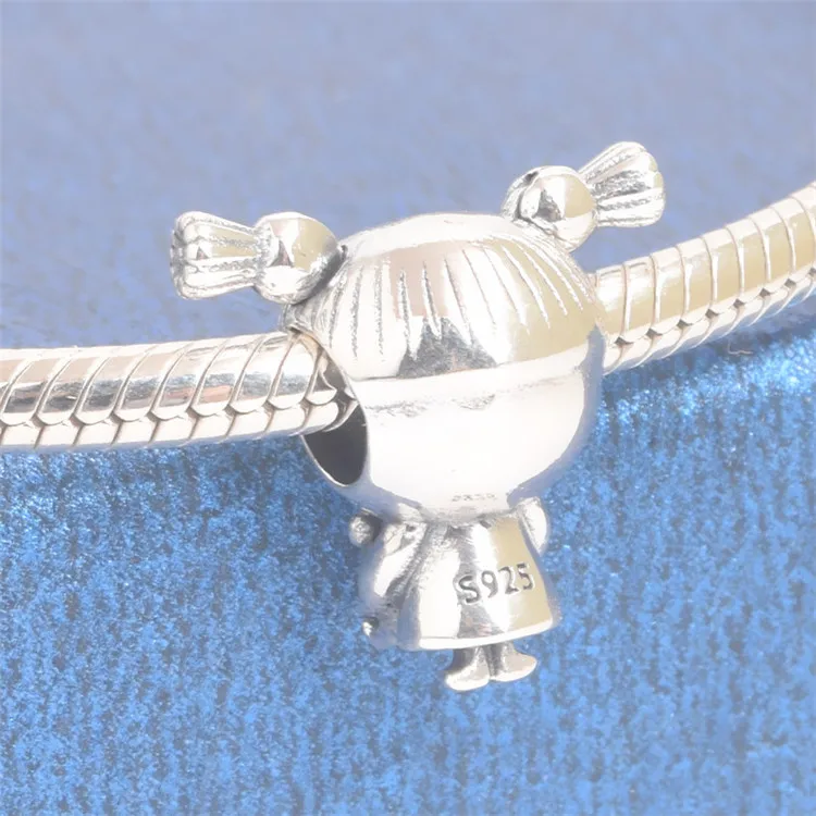 Подходит для браслета Pandora, серебро 925, оригинальное, милое сердце, медвежонок, конский хвост, для девушек, бисер S925, милый, розовый, эмаль, подвеска для дочери, подарок