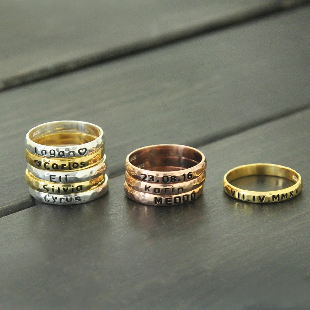 Персонализированные ручные штампованные кольца штабелируемые классическое