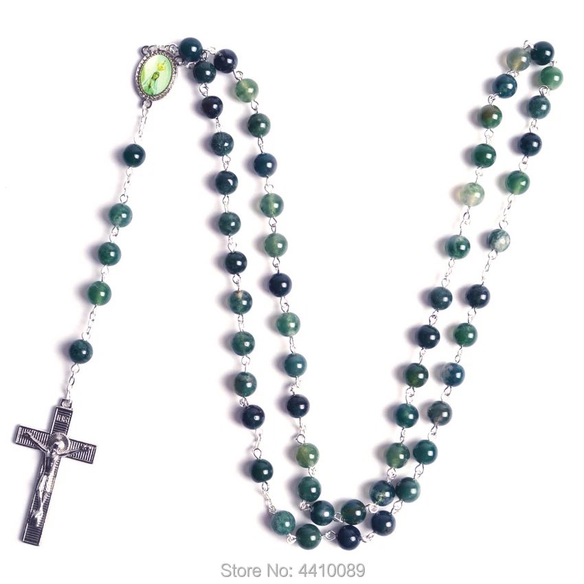 Модные религиозные темно зеленые бусины из натурального камня NS Fatima цепь