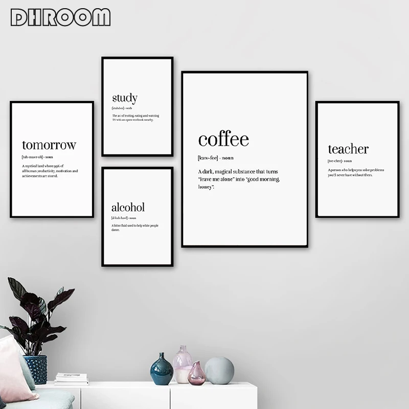 

Word Definition Poster Prints Coffee Canvas Art Painting Quote Wall Art Minimalist Funny Gift Wall Pictures Modern Decoration