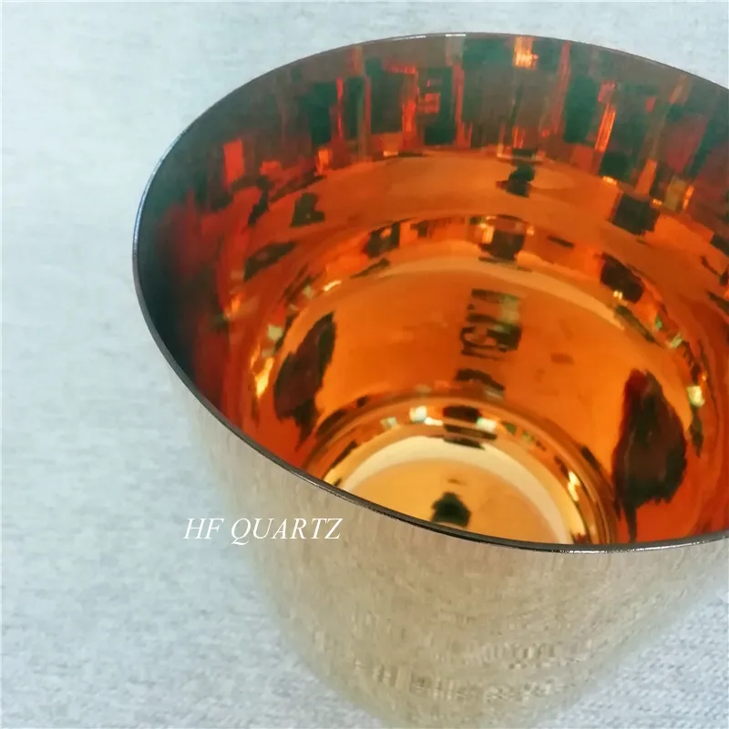 ВЧ прозрачный кварцевый кристалл настраиваемый Поющая чаша с золотым светом для