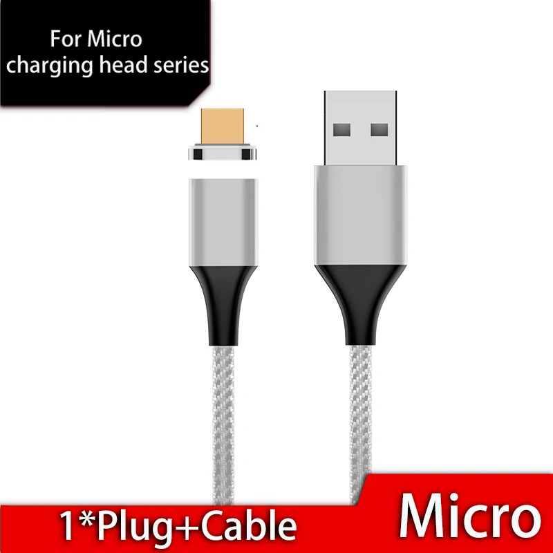 Магнитный usb-кабель 3A type C для быстрой зарядки, кабель Micro USB, магнитное зарядное устройство, usb-кабель iOS для samsung iPhone, Xiaomi, huawei, зарядка - Цвет: Silver Micro Cable